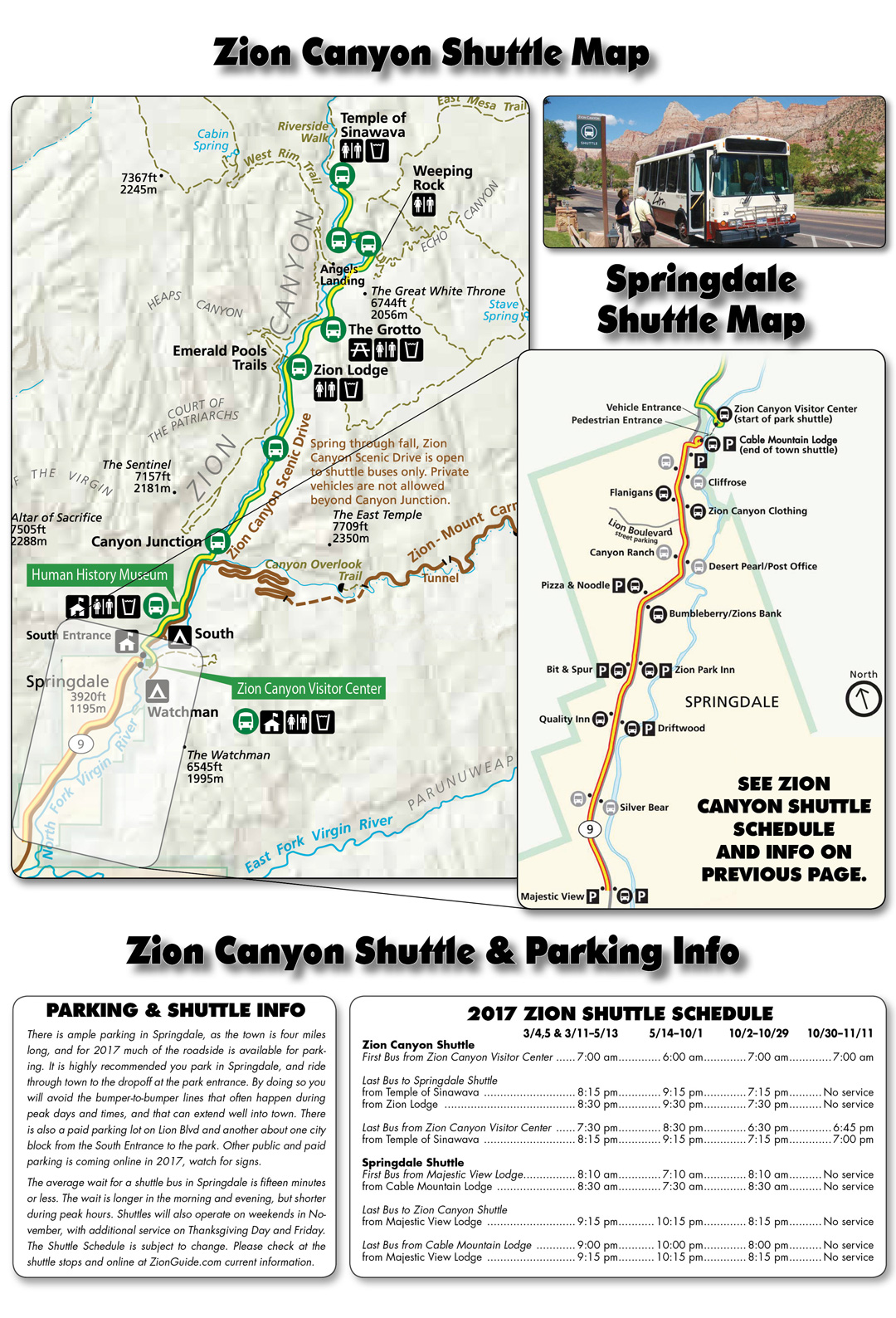 Springdale Zion Canyon Shuttle Map